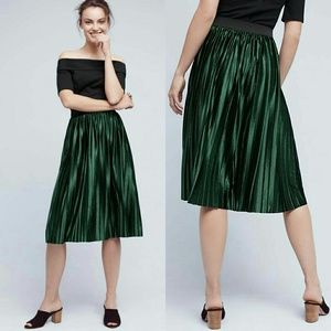 Anthropologie Pleated Velvet Skirt